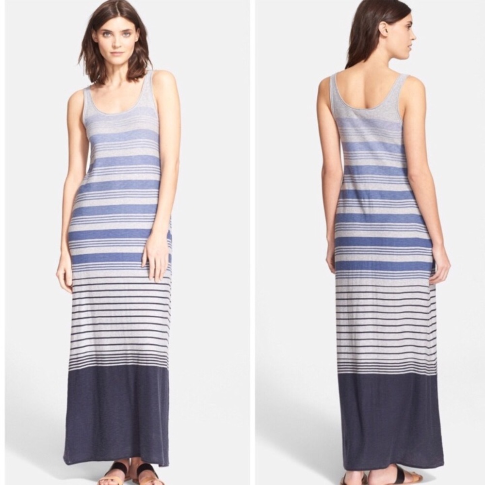 Vince Striped Maxi Tank Dress-Small